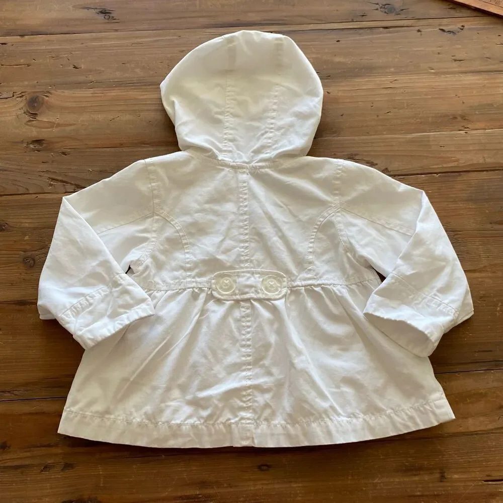 Gap Jacket White Flared Hooded Cotton Pea Coat Toddler Size 2 Year